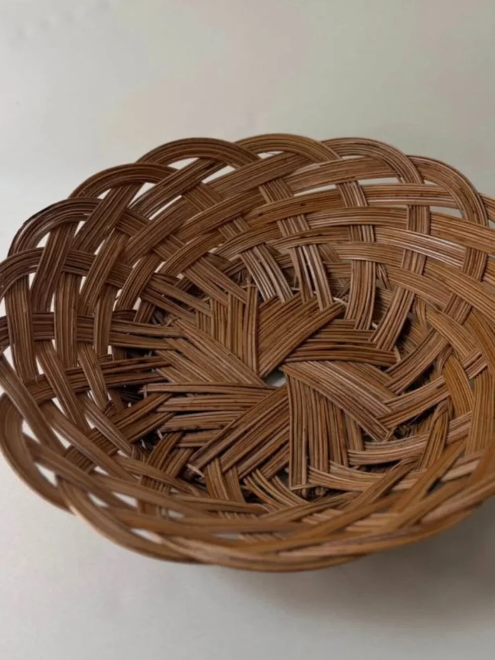 Set of Three 1970s Hand-Woven Rattan Baskets